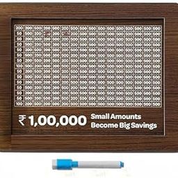 Wooden Money Saving Box with Target Tracker, Rs 1,00,000 Savings Goal Chart, Coin Collection Bank-7