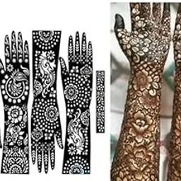 Mehendi Stencil Stickers (Pack of 2) Bridal Mehendi Stencils Heena Mehandi Sticker for Festivals Functions Girls Women (sku_3)-44