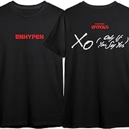 the korhean store Kpop Enhypen XO If You Say So Romance Untold Comeback Album Inspired Black T-Shirt for Men & Women-picture-3
