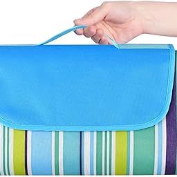 Ogweno Waterproof Sandproof Picnic Mat Blanket 150x180 cm, Foldable Portable Outdoor Travel Beach Mat, Lightweight Handy Camping Rug for Hiking, Family Picnic, Play Mats, Travel Blanket (Blue)-image-41