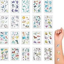 MAYCREATE® 20 Sheets Waterproof Cartoon Temporary Tattoo Night Glow Sticker, Marine Theme for Boys Girls-37