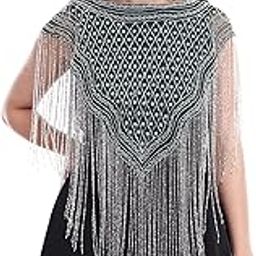 Silver and Green Beaded Poncho for Women for Party-picture-1