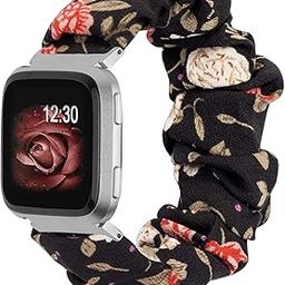 TOYOUTHS Elastic Fabric Bands Compatible with Fitbit Versa/Versa 2/Versa Lite & Special Edition for Women Girls Soft Woven Canvas Cloth Strap Scrunchies Wristband Bracelet Accessories-18