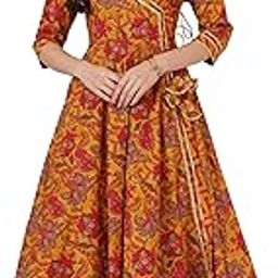 Breathable Cotton Floral Printed Angrakha Kurta Set With Palazzo for Women-image-14