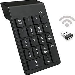 Wireless Numeric Keyboard, WiFi Silent Number Pad Portable Numeric Keypad Keyboard with Mini USB Receiver Num Pad for Laptop Notebook, Desktop PC Computer Compatible with All-1
