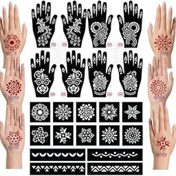 Apcute mandhi sticker hand Set of 22 pieces, mehandi stencils stickers tattoo for Women, Girls and Kids, Easy to Use in 4 Steps, 22p-S-364-image-83