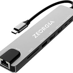 ZEORGIA 8-in-1 USB C Hub Adapter with 4K HDMI, 100W PD, Ethernet, SD/TF Card Reader, USB-C & 2 USB 3.0 Ports | Compatible with MacBook, iPad Pro, Windows, Thunderbolt 3 Devices-7