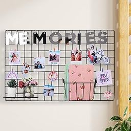 WALLZY Steel Photo Collage Grid Diy Mesh Rectangular Wire Frame | Metal Hanging Aesthetic Moments Photo Wall D�cor For Home Living Room And Office-11