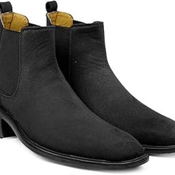 Men's Blue Height Increasing Suede Material Casual Chelsea Boots-image-2