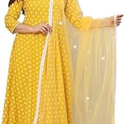 Women's Cotton Anarkali Kurta with Pants and Dupatta-image-37