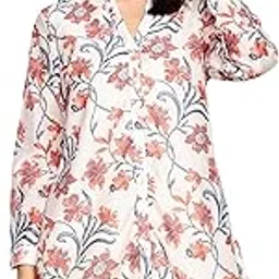 w for woman Walnut Beige Printed Chanderi Straight Tunic-picture-20