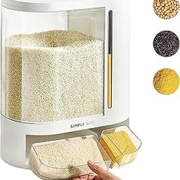 MosQuick® Rice Storage Container 5kg + 2kg Pulses Storage Containers With Measuring Cup, Multi Storage Container for Kitchen, Dal & Grain Dispenser, Perfect Rice Box-29