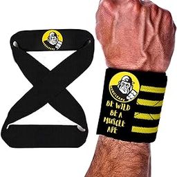 Muscleape Wrist Supporter with 8 Figured Lifting Straps for Gym Wrist Band for Men Gym & Women with Thumb Loop Straps - Wrist Wrap Gym Accessories for Men Hand Grip & Wrist Support for Gym.-picture-24