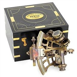 5" Nautical Sextant J Scott London Functional Replica with Wooden Box | Antique Brass Maritime Navigation Instruments for Mariners & Surveyors | Vintage Appeal Collectible Birthday Gift-24