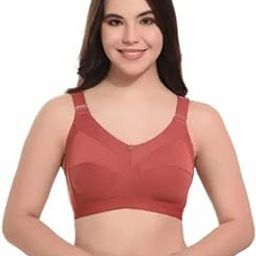Women's Wireless Sports Bra, Non-Padded, Adjustable Straps, Rust Red-46