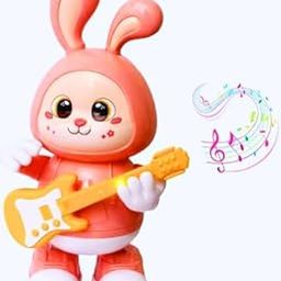 Musical Dancing Bunny Toy with Light Up Guitar, Electronic Educational Toy, Pink and Blue-image-48