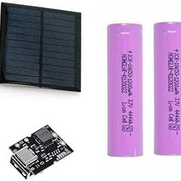 Mini Solar Panel, 5V 100MA, 0.5W, 70x70mm, 10% Efficient, Polycrystalline Silicon, USB Type-C, DIY Charger + 2 * 1200mAh Cells + Power Bank Module-10