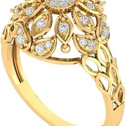 Gold Plated Pure 925 Sterling Silver Floral Ring | Diamond Ring for Women and Girls | Model RSY00341-image-59