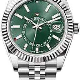 Luxury Diving Watch, Heavy Stainless Steel Silver Band, Green Dial, Water Resistant, Silver Color [6-Month Warranty] for-Men & Woman-image-64