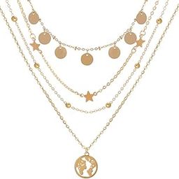 Latest Layered Western Non Precious Base Metal Cubic Zirconia Golden Neck Chain Pendant Necklace Jewellery for Women (12178np)-image-63