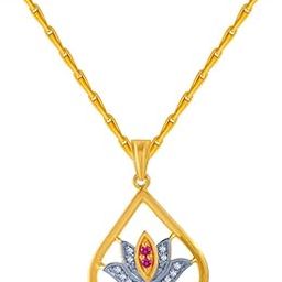 14k (585) Yellow Gold and American Diamond Pendant for Women-image-70