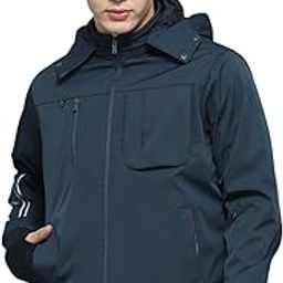 Mens Solid Teal Detachable Hood Full Sleeve Jacket-image-10