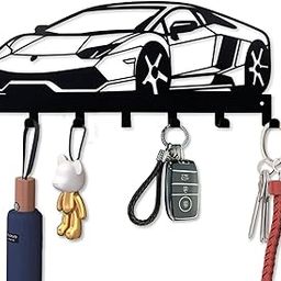 Neouth Metal Car Key Holder for Wall, Metal Key Organizer Decorative with 7 Hooks, Black Wall Mount Key Holder for Entryway, Front Door, Hallway, Office-image-36
