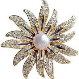 Brooch Pin Fashion Crystal Rhinestone Jewellery Pin Vintage Clothing Accessories Decoration Pearl Sunflower Brooches For Women- S235-image-34