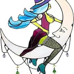 DTSFHTDAL 1 PCS Gothic Witch Moon Suncatcher - Hanging Sun Catcher Decoration, Acrylic Home Window Pendant for Windows or Doors, Halloween Occasion-image-60