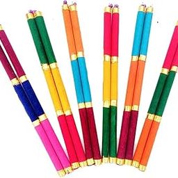 DMS RETAIL Multicolor Velvet Lace Decorated Wooden Dandiya Sticks for Dance Garba Sticks for Navratri Celebration Large Size 14.4 Inches-Pack Of (2)-image-90