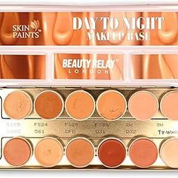 BEAUTYRELAY LONDON Day To Night Makeup Base Palette - elegant look, lighten skin, smooth long wear makeup palette - creamy texture, with 12 shades-43