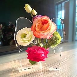 Clear Acrylic Flower Vase Rectangular，Acrylic Frame Vase - 8 x 6 Inch，Art Deco Vase，Decoration of Consoles and Various Desktops，House Warming Gifts (Butterfly Clear)-image-29