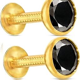Round Cup Shape Diamond 14K Pure Yellow Gold Nose Pins Studs & Earring Studs Jewellery Piercing Nose Pins and Earring Stud Combo For Women And Girl-image-6