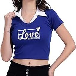 Women’s Fitted Rib top with Shirt Collar Neck Stretchable Crop top-image-53