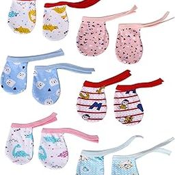 Mom's Darling Cotton Mittens with Gentle Elastic Thread for New Born Baby (0-6 Months)- Pack of 6 Pairs | Cotton Gloves for Baby 0 to 6 Months| New Born Baby Products | Multicolor.-image-45
