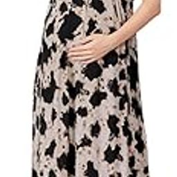 Versatile Beige-Black Animal Print Rayon Maternity Wear | V-Neck & Dual-Zipper for Easy Nursing | Breastfeeding Dress for Pre & Post Pregnancy Women-image-30