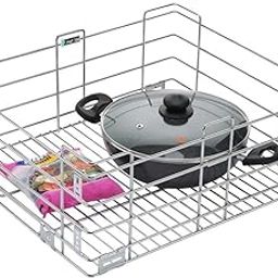 SmartSlide Stainless Steel Basket for Modular Kitchen Drawer/Trolley/Cabinet - Storage Organizer (18 x 20 x 8 Inches Plain)-image-38