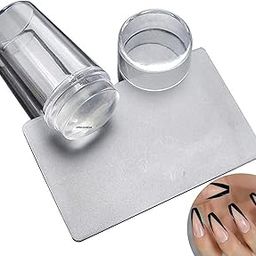 Nail Art Stamper,Clear Silicone Stamping Jelly with Scraper,Transparent Visible Body,No Misplacement for DIY Nail Decor,Home Manicure Starter Tool Salon,French Tip Stamp,200-Time Using-image-12