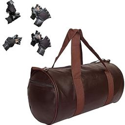 PU Leather Gym Duffel Bag | Shoulder Gym Bag | Sports and Travel Bag (Brown)-image-68