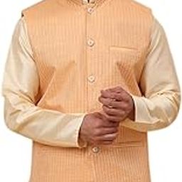 Mens Silk Striped Nehru Jacket Only-image-3