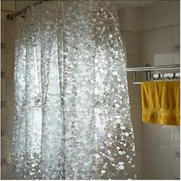 SHAVIN PVC Transparent With 3D Diamond Design Polka Dot Print Rod Pocket Curtain,AC Room,Waterproof Curtain (Width-54Inches X Height-108Inches) 9 Feet -Clear-image-97