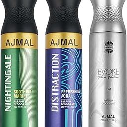 Ajmal Nightingale and Distraction for Men & Women and Evoke Silver Edition for Him for Men Deodorants each 200ML Combo pack of 3 (Total 600ML)-picture-3