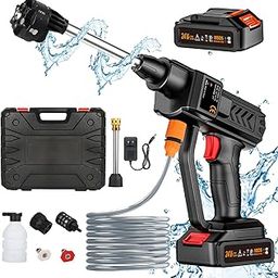 Cordless Pressure Washer, 6-in-1 Nozzle Portable Battery Powered Pressure Washer Handheld with 2 Rechargeable Battery Powered, Portable High Pressure Cordless Power Washer for Car/Floor/Patio Cleaning-image-17