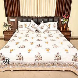 Bouble Bed bedspreads, Hand-Block Printed Bedcover with 2 Pillow Covers I 100% Pure & Fine Cotton I for Double Bed I Size 90x108 inches-image-2