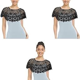 Knitted Shawl Capes for Women Crochet Floral Pattern Poncho Cover Up Shawl Beach Wear Knitted Loose Shrugs Top for Women Off-shoulder Beachwear Gown Strapless Black X3-image-46