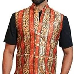 Men's Digital Print Nehru Jacket In Silk Ethnic Festive Modi Waistcoat Look-image-20