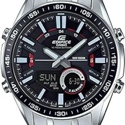 Edifice EFV-C100D-1AVDF Black Analog-Digital Dial Silver Stainless Steel Band Men's Watch World Time 100M Water Resistant EX438-image-6