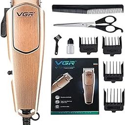VGR V-131 Professional Corded Hair Clipper for Men, Stainless Steel Blade, 4 Guide Combs, Max 12mm Trim, 2.5m Cord, Taper Lever, On/Off Switch, Hanging Hook, Rose Gold Finish-image-0