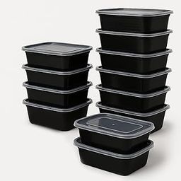Craft Naturals Reusable Food Container with Lid (500ml - 25 Pack) Disposable Packing Box | Rectangle Plastic Parcel Box | Fridge & Microwave Safe | Ideal for Food Delivery | Kitchen and Storage, BLACK-7