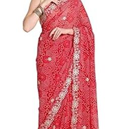 Women's Chiffon Bandhani Printed Saree with Embroidered Blouse Piece-image-15